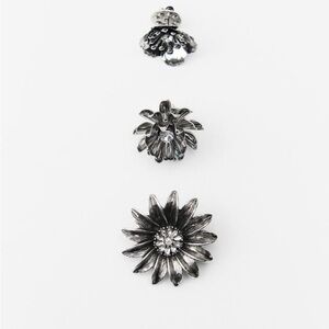 ZARA PACK OF 3 JEWELED FLOWER BROOCHES NWT